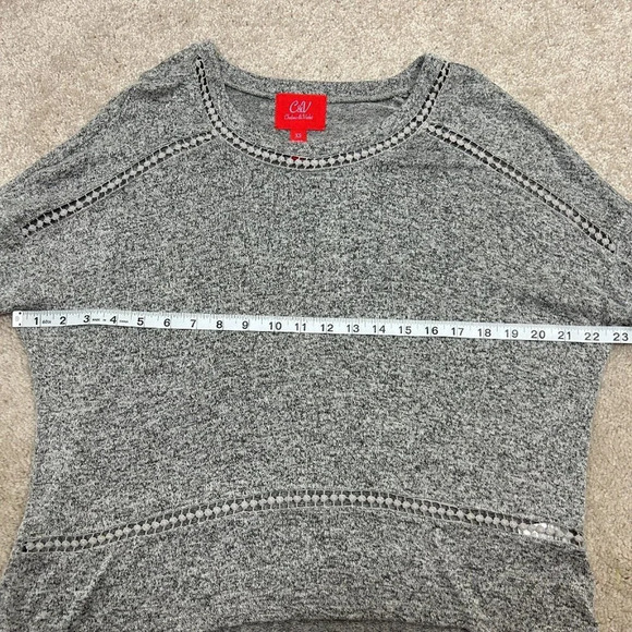 Chelsea & Violet Sweater Womens XS Gray Pullover Crochet Bohemian Boxy Ladies - Picture 9 of 13